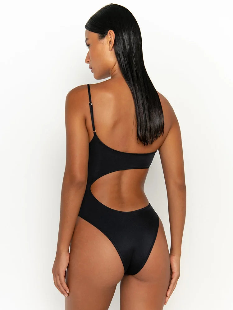 Cut Out Swimsuits Solid Color One Piece Swimsuit Women'S Swimwear 2023 Bathing Suits Sexy Beachwear Female Bodysuit New Swimsuit