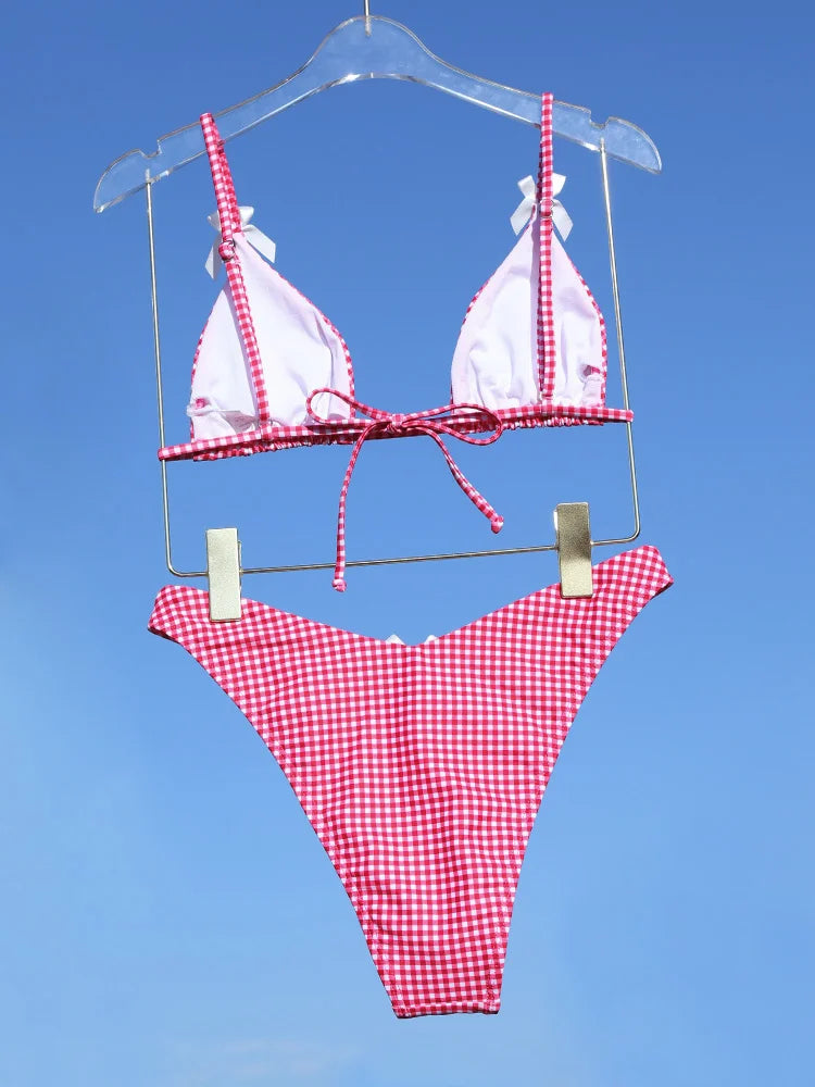 GiGiBikini Triangle Swimwear Bandage Bikinis Bow Bikini Sets Women Swimsuit Female Beachwear Printed Bathing Suit Low Waist Biquini