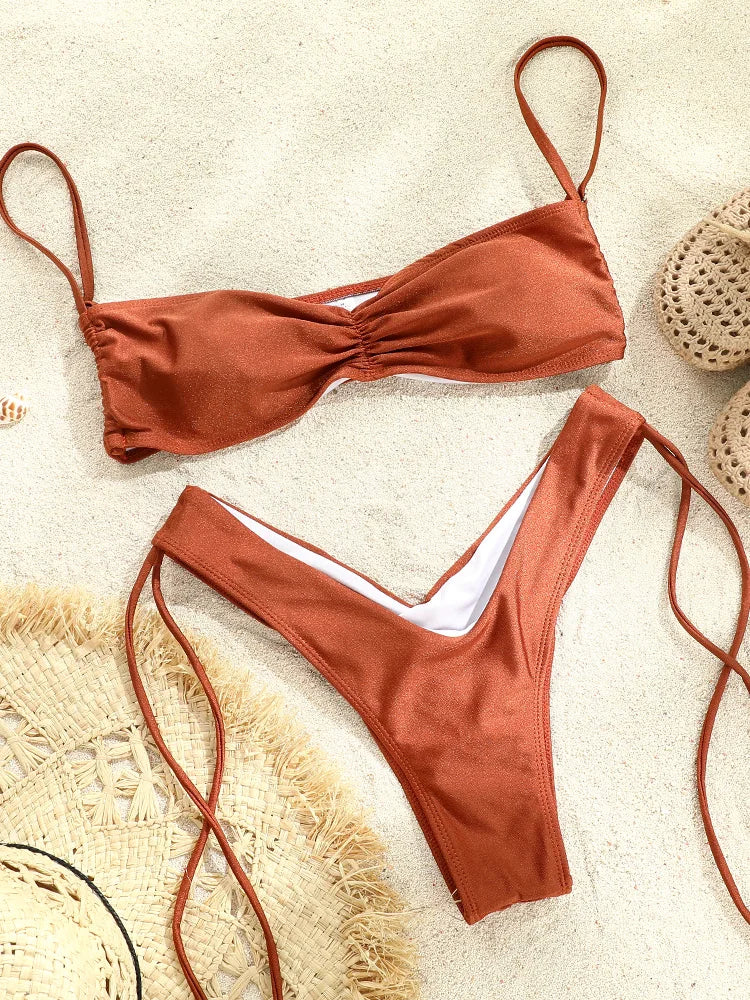 Push Up Bikinis 2-Piece Swimsuit String Beachwear Women Swimsuit Bandage Swimwear Sexy Bikini Set Bandage Swimsuits