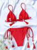 2025 Bikini Set Triangle Bathwear Bandage Swimsuits Sexy Bikinis Tassels Swimwear Solid Color Bathsuit Brazilian Swimsuit