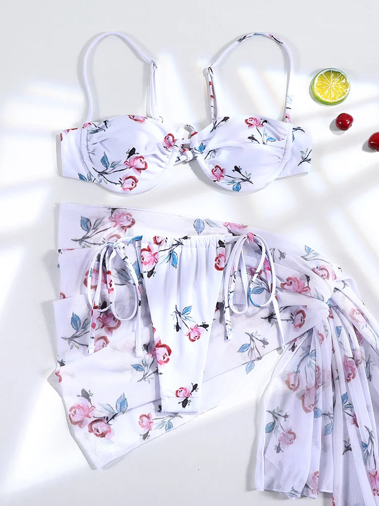 GiGiBikini 2025 Bikinis Women Push Up Swimwear Bandage Swimsuit Printed Bathsuit High Cut 3-Piece Suits New Biquini Summer Cover Up