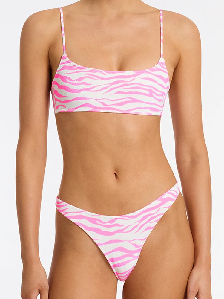 GiGiBikini High Cut Swimsuit New Two Piece Suit Zebra Print Swimsuits Push Up Swimwear Women Bikinis Low Wasit Bikini Sexy Bathsuit