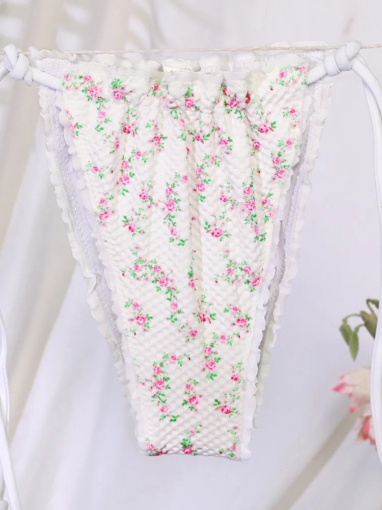 GiGiBikini Women Swimsuit White Color Bikinis Print Bathsuit New Two Piece Suit Low Cut Bikini Brazilian Swimwear Bandage Swimsuits