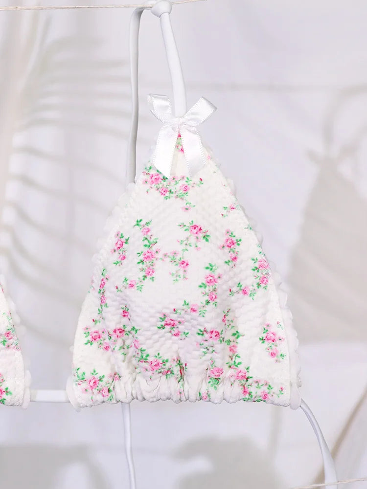 GiGiBikini Women Swimsuit White Color Bikinis Print Bathsuit New Two Piece Suit Low Cut Bikini Brazilian Swimwear Bandage Swimsuits