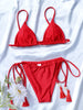 2025 Bikini Set Triangle Bathwear Bandage Swimsuits Sexy Bikinis Tassels Swimwear Solid Color Bathsuit Brazilian Swimsuit