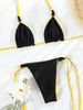 GiGiBikini 2025 Swimsuit High Cut Bathwear Triangle Bikinis Solid Color Bikini Set Bandage Swimwear Summer Bikini Two Sided Bathuits