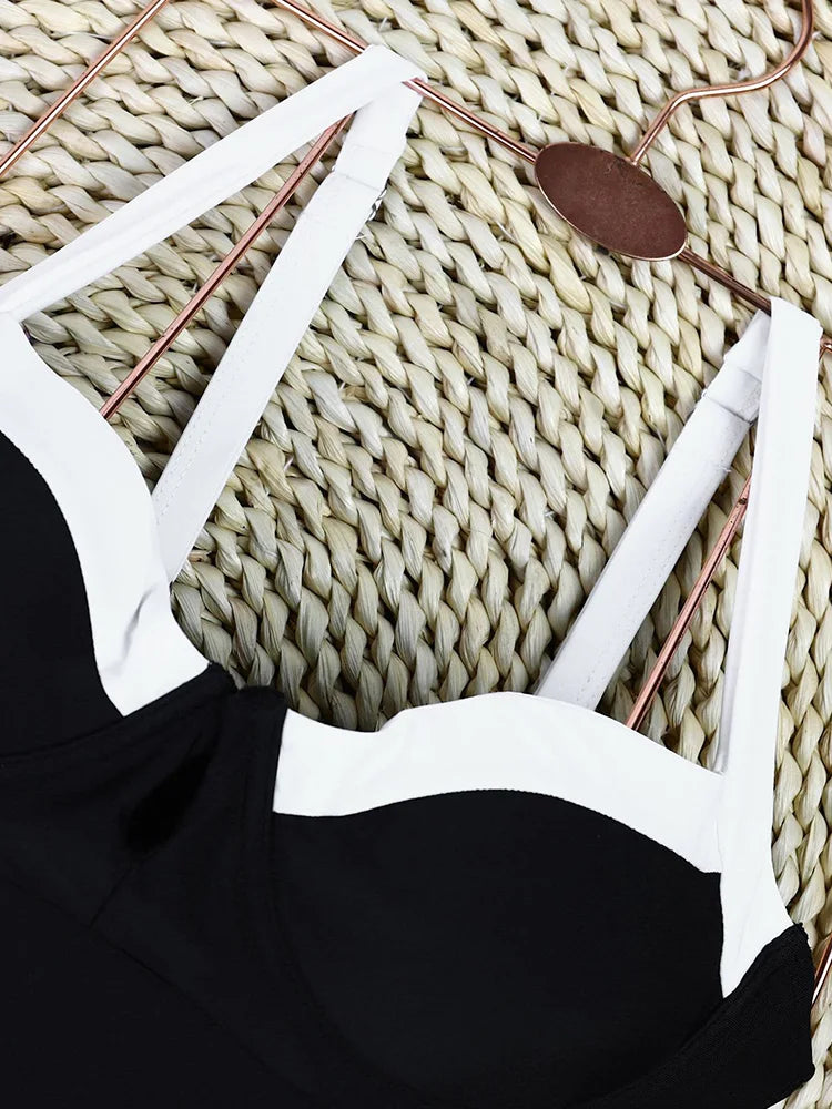 GiGiBikini Women Swimsuits Solid One Piece Suit Sexy Swimwear High Waist Bodysuits Bandage High Cut Suit Patchwork High Cut Bathsuit