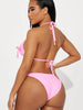 GiGiBikini Women's Bikinis Triangle Bikini Sets Solid Color Beachwear Bandage Two Piece Suits Low Waist Swimwear Low Waist Swimsuit