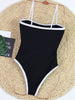GiGiBikini Black One Piece Suit High Cut Swimwear Sexy Women's Swimsuit 2025 Solid Color Bodysuit Female Beachwear Summer Swimsuits