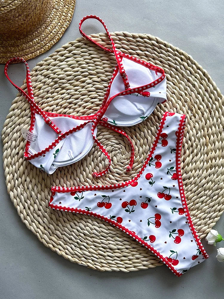 GiGiBikini Push Up Swimwear Printed Bikini Sets Women's Swimsuit Sexy Bikini Low Waist Bathwear High Cut Two Piece Suit New Bathsuit