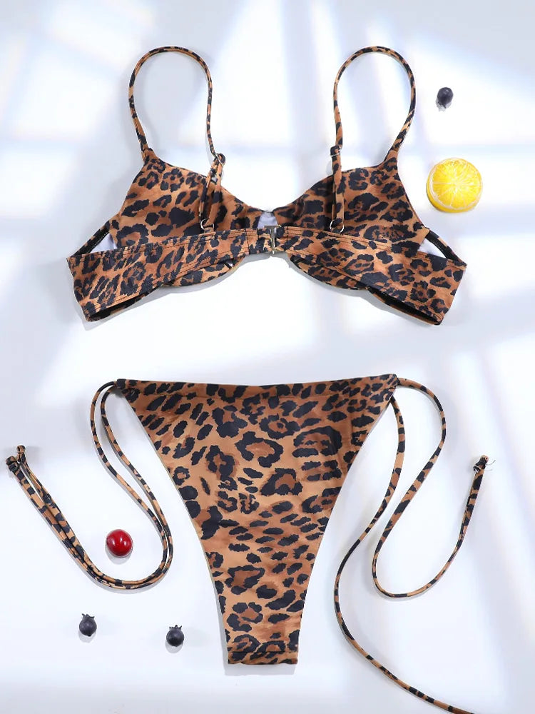 GiGiBikini Leopard Bikinis Sexy Swimsuit New Two Piece Suits Women Swimwear Push Up Swimsuits Low Waist Bikini Sets Bandage Bathwear