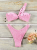 GiGiBikini One Shoulder Bikinis Push Up Swimwear Women Three Piece Suit New Bathing Suit Beach Wrap Solid Color Beachwear