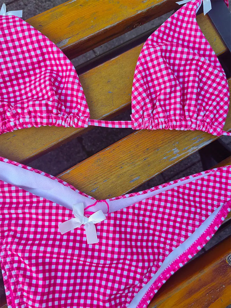 GiGiBikini Triangle Swimwear Bandage Bikinis Bow Bikini Sets Women Swimsuit Female Beachwear Printed Bathing Suit Low Waist Biquini