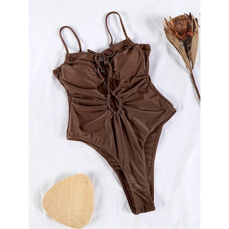 GiGiBikini Hollow Out Swimsuit Women Swimwear Sexy One Piece Suits Solid Color Beachwear 2024 New Bathing Suit Bandage Bodysuit