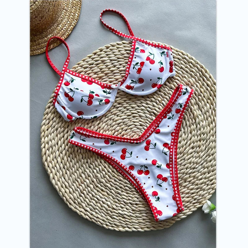 GiGiBikini Push Up Swimwear Printed Bikini Sets Women's Swimsuit Sexy Bikini Low Waist Bathwear High Cut Two Piece Suit New Bathsuit